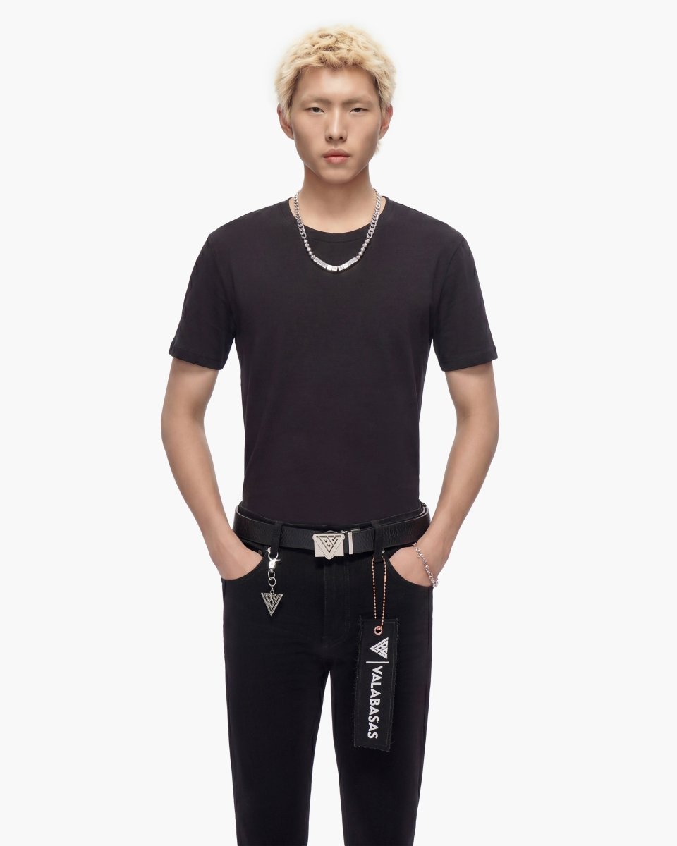 "SAIR" Black Leather Belt - Valabasas