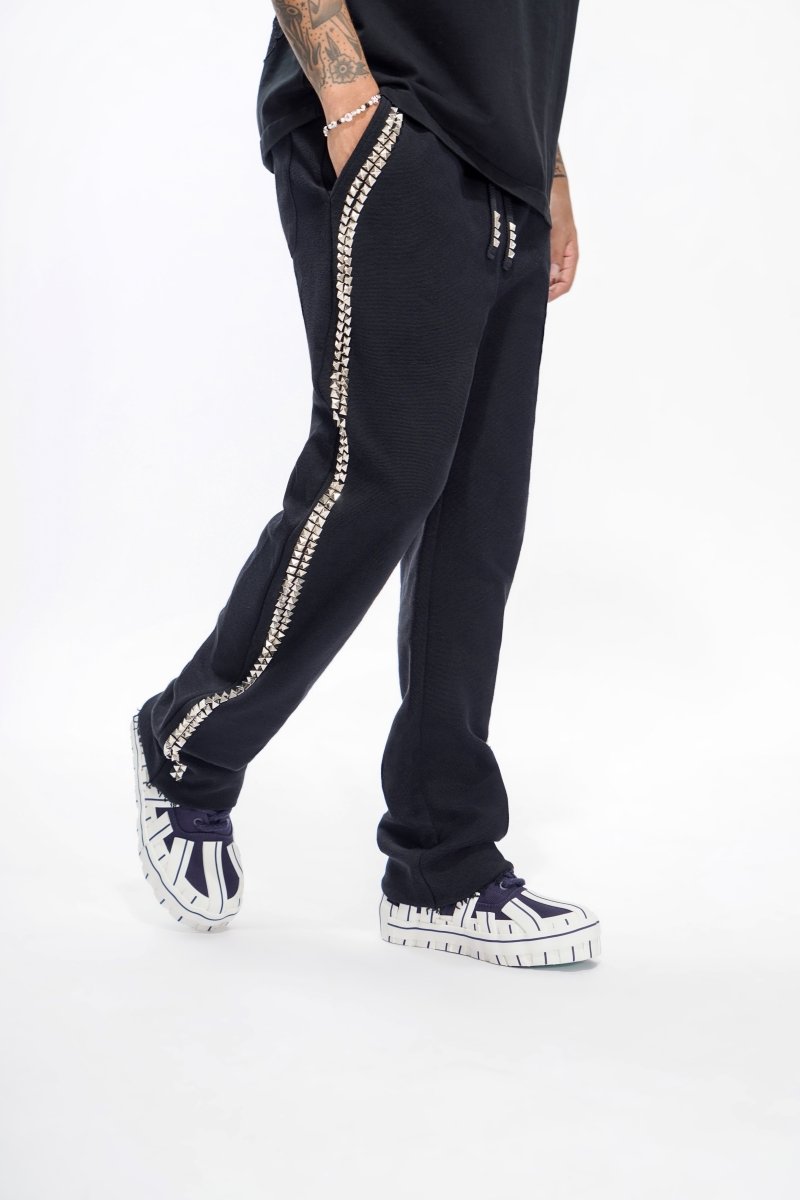Saturn Black Straight Fleece Pants - Valabasas
