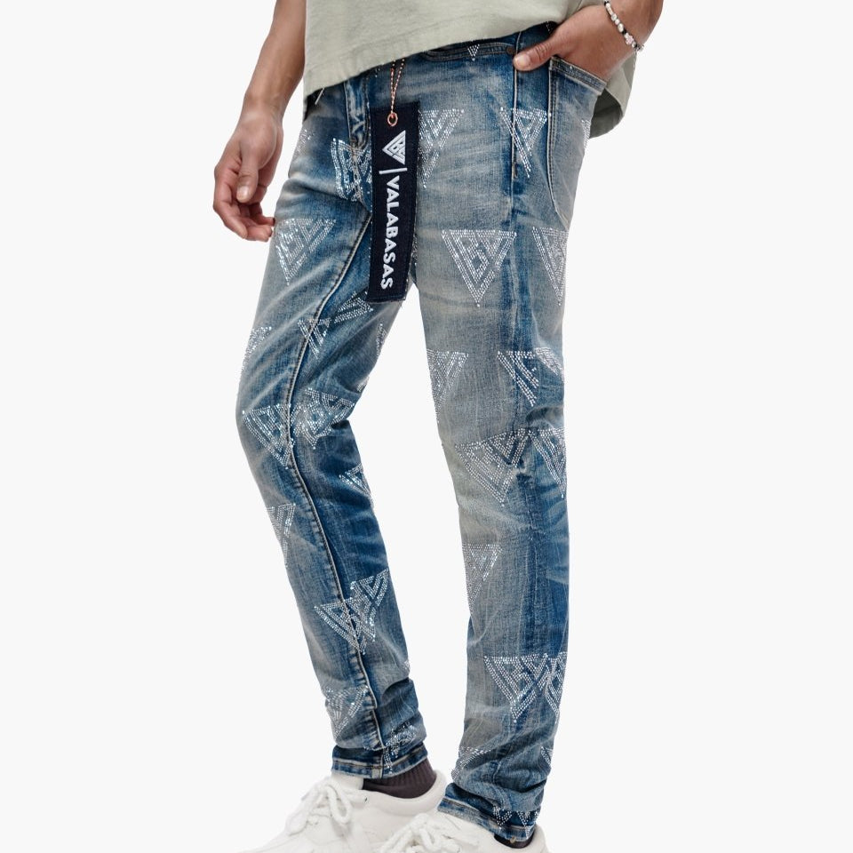 Scatter Skinny Blue Washed Jeans - Valabasas