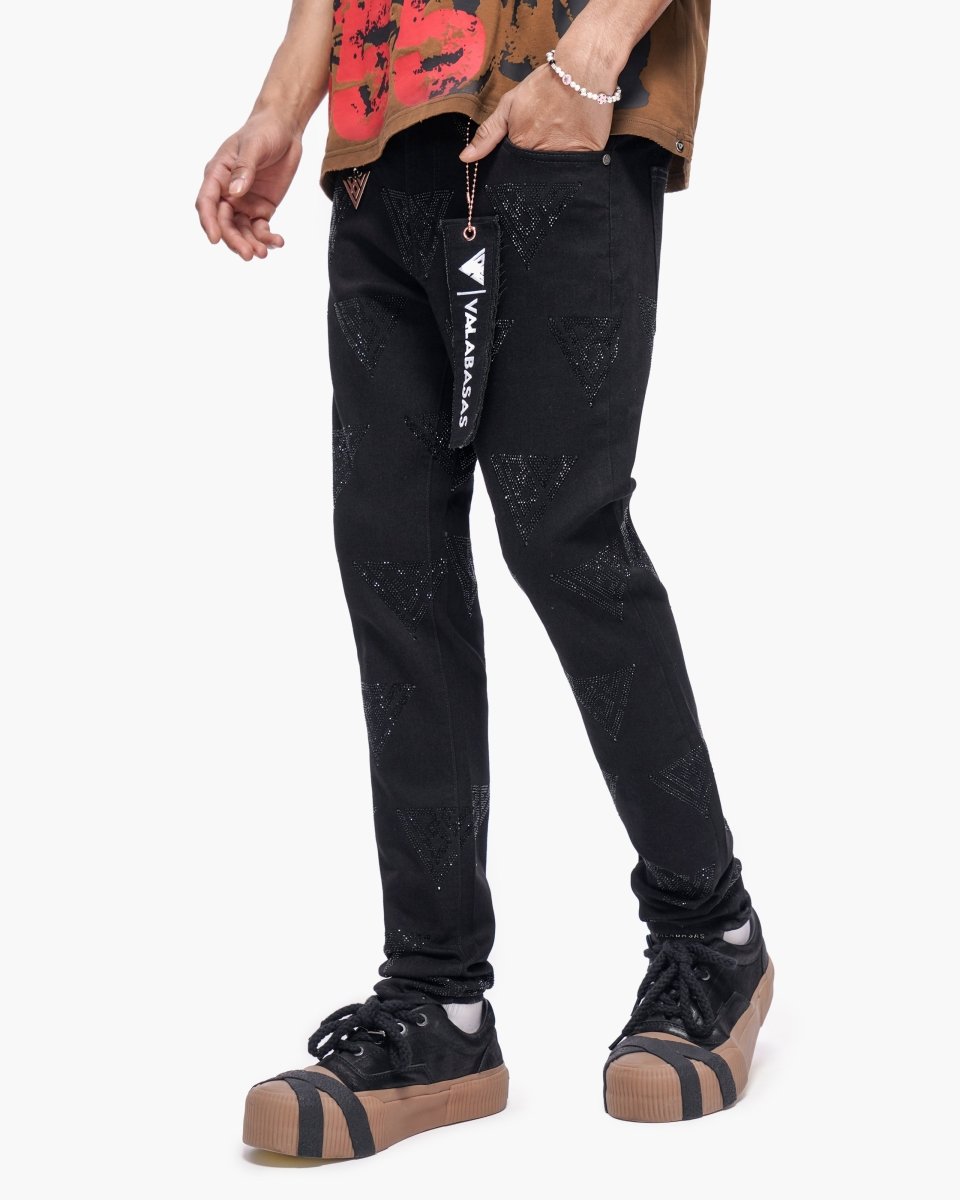 Scatter Skinny Jet Black Jeans - Valabasas