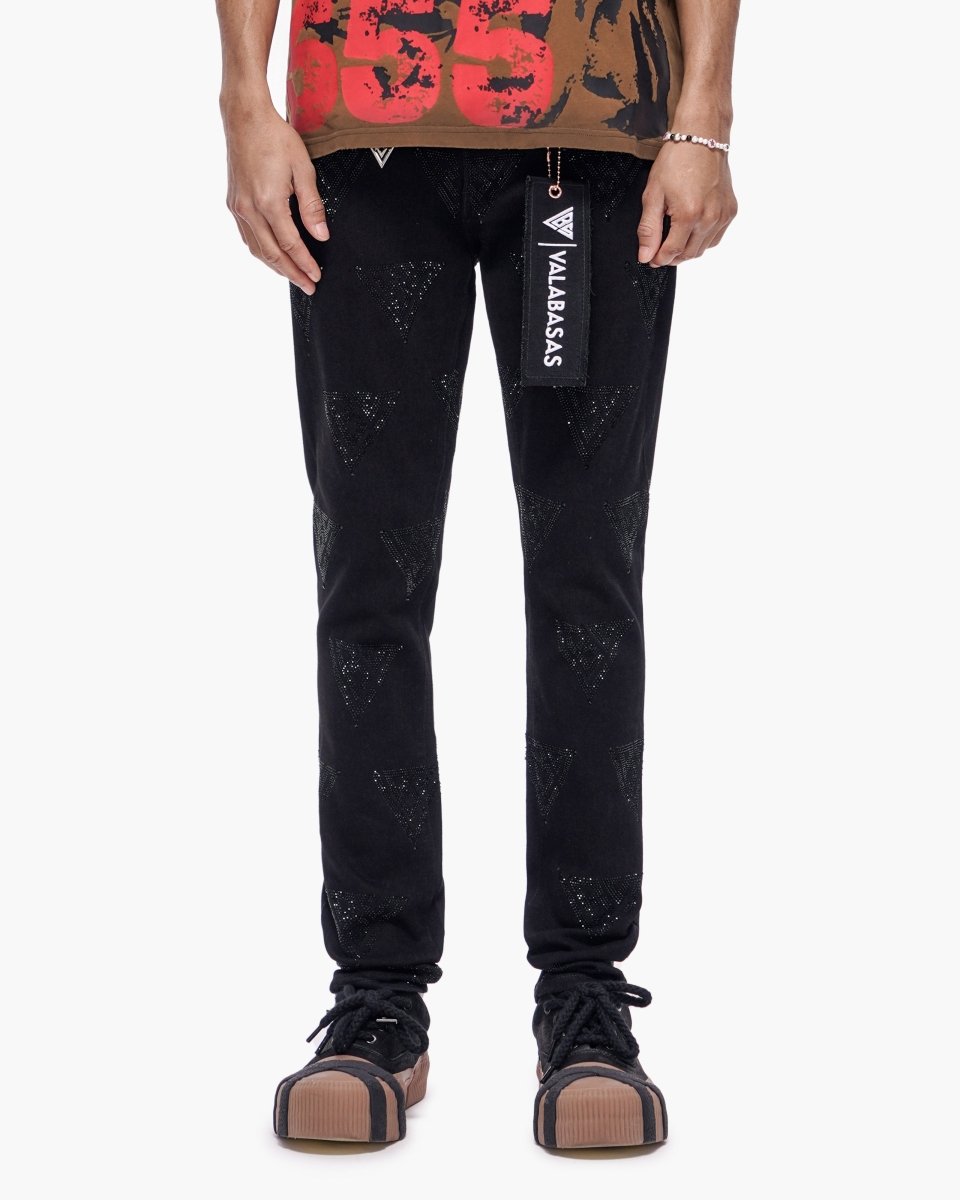 Scatter Skinny Jet Black Jeans - Valabasas