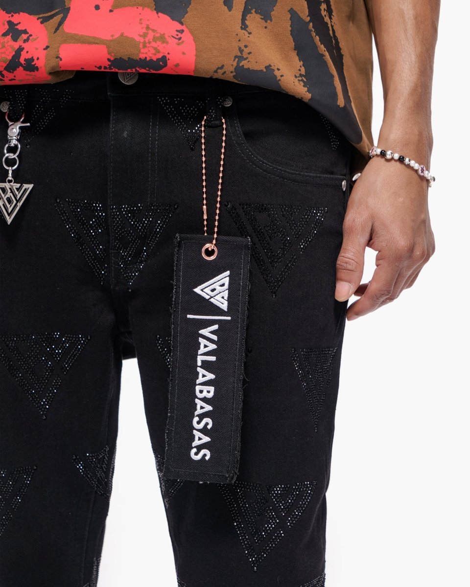 Scatter Skinny Jet Black Jeans - Valabasas
