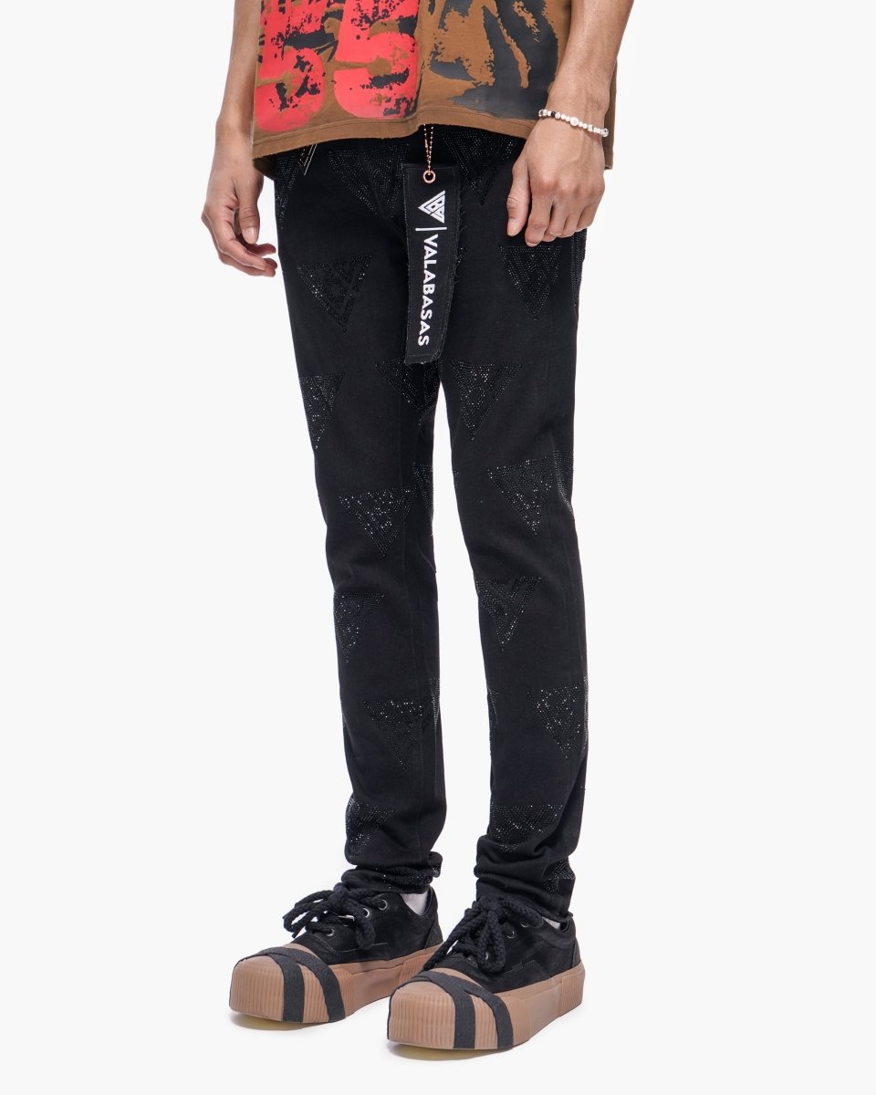 Scatter Skinny Jet Black Jeans - Valabasas