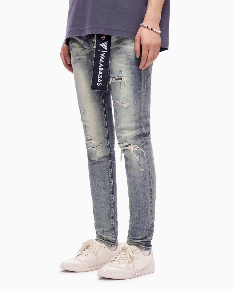 Scimitar Dark Blue Wash Skinny Jeans - Valabasas