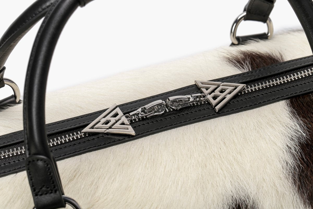 Sella 100% Cowhide Duffel Bag – Black & White - Valabasas