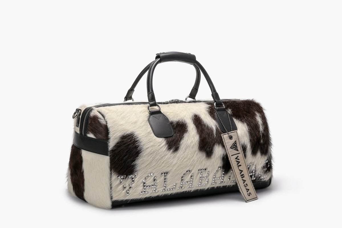 Sella 100% Cowhide Duffel Bag – Black & White - Valabasas