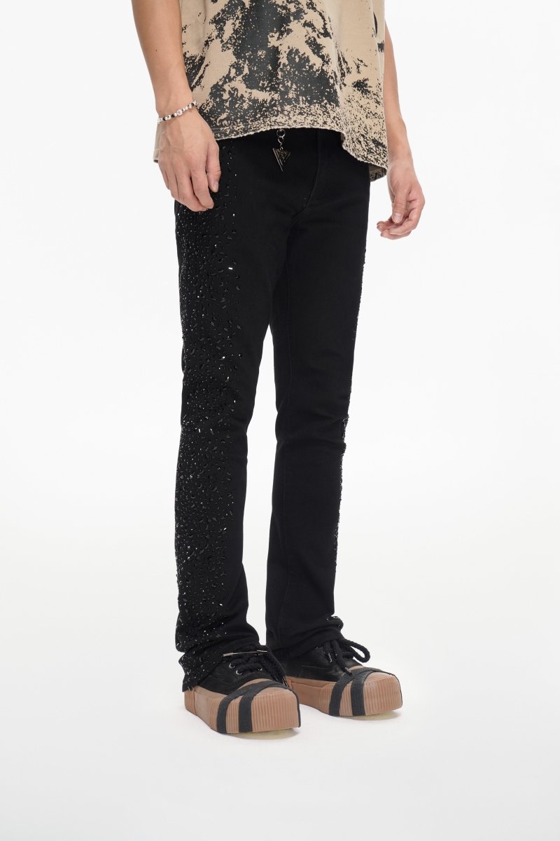 Shock Jet Black Stacked Flare Jean - Valabasas