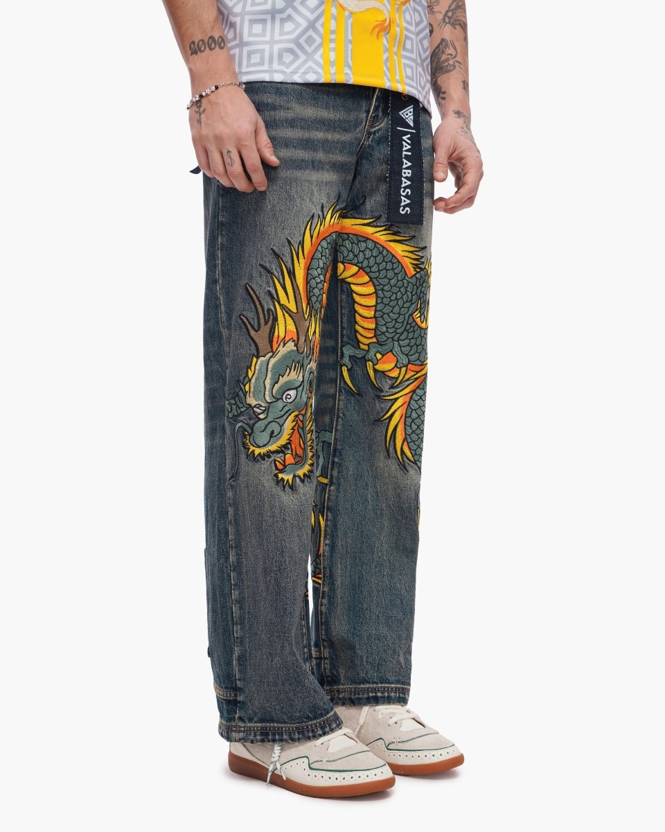Sky Serpent Straight Leg Denim Vintage Wash - Valabasas
