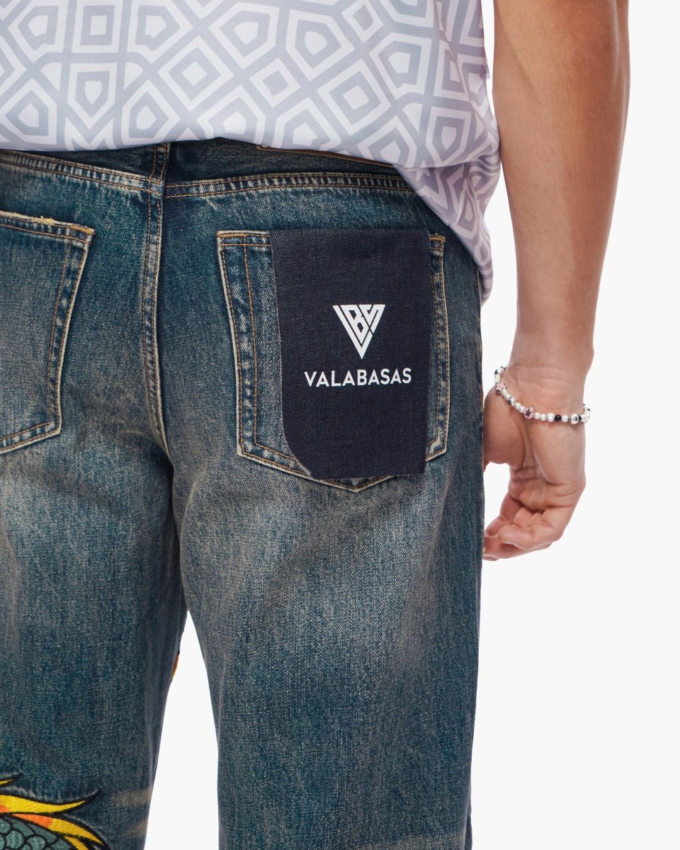 Sky Serpent Straight Leg Denim Vintage Wash - Valabasas