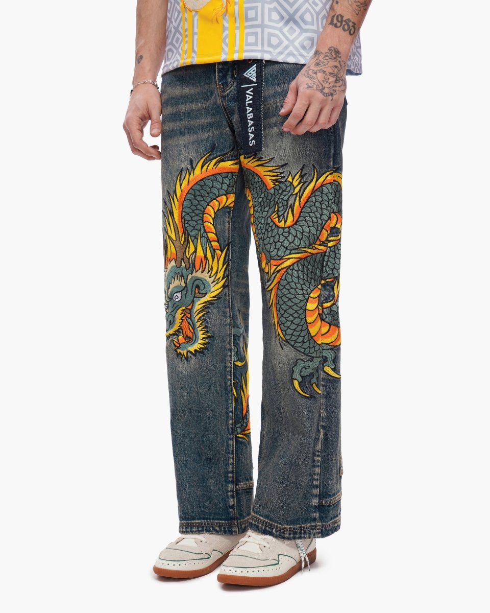 Sky Serpent Straight Leg Denim Vintage Wash - Valabasas