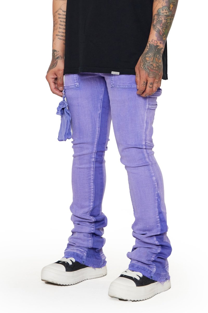 “SMOOTH” STACKED FLARE JEAN PURPLE-BLUE
