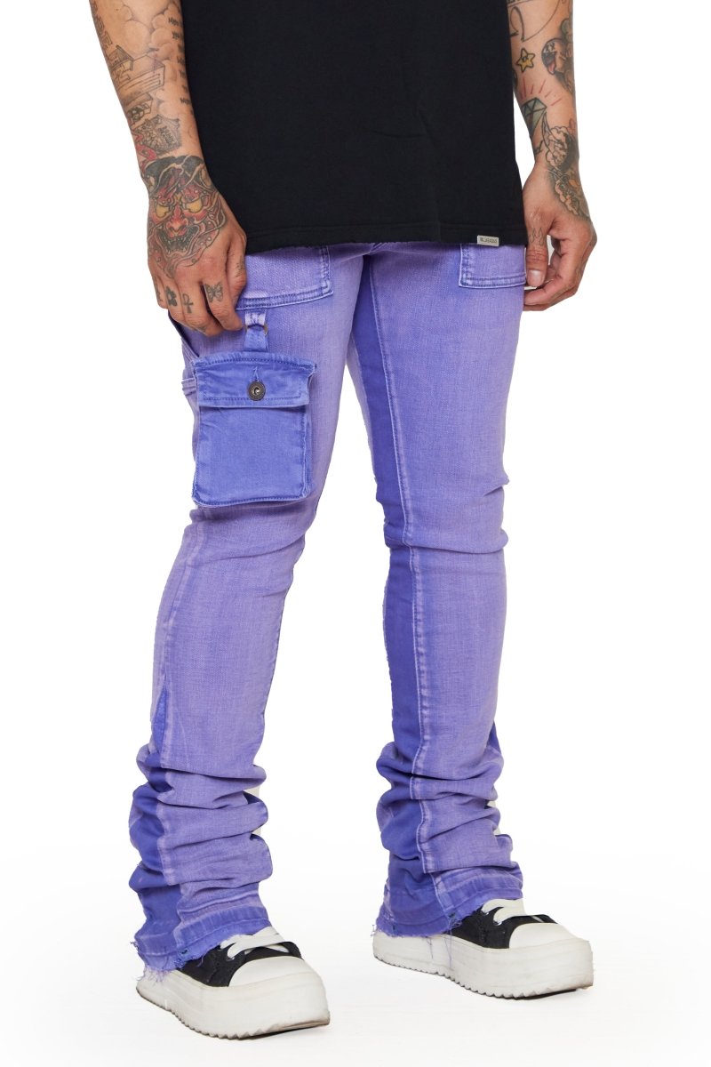 “SMOOTH” STACKED FLARE JEAN PURPLE-BLUE