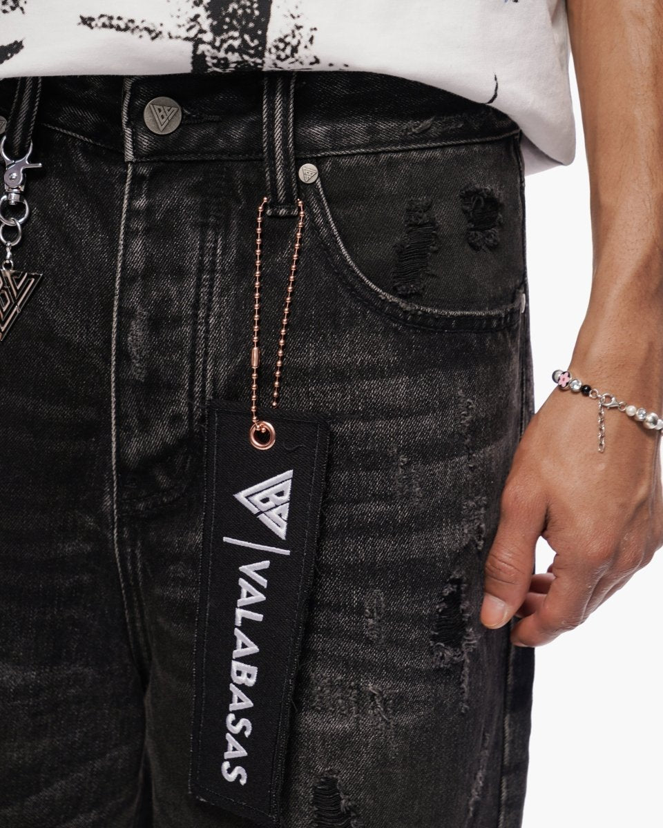 Snapped Baggy Jorts Black Waxed - Valabasas