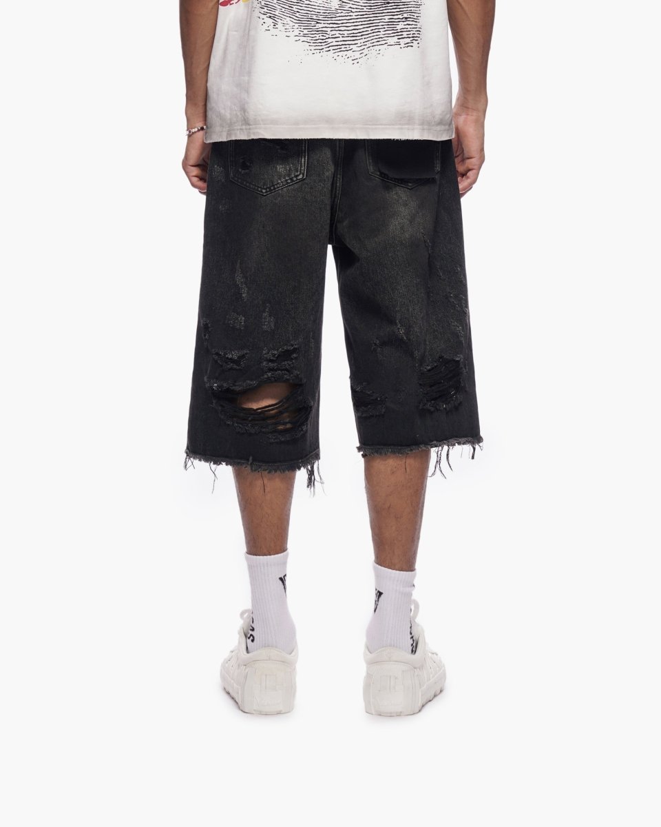 Snapped Baggy Jorts Black Waxed - Valabasas