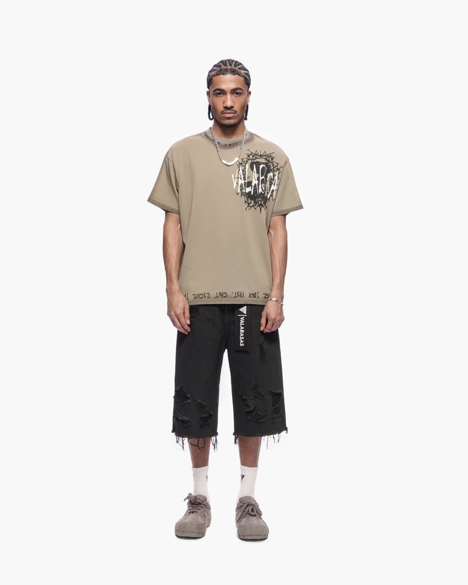 Snapped Black Washed Jorts - Valabasas