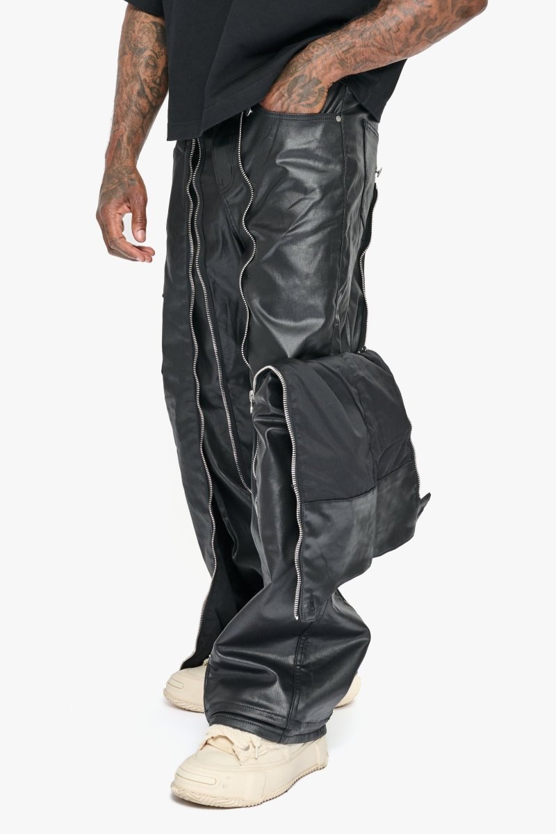 Valabasas Zipper Jeans - Cargo Style Black Waxed