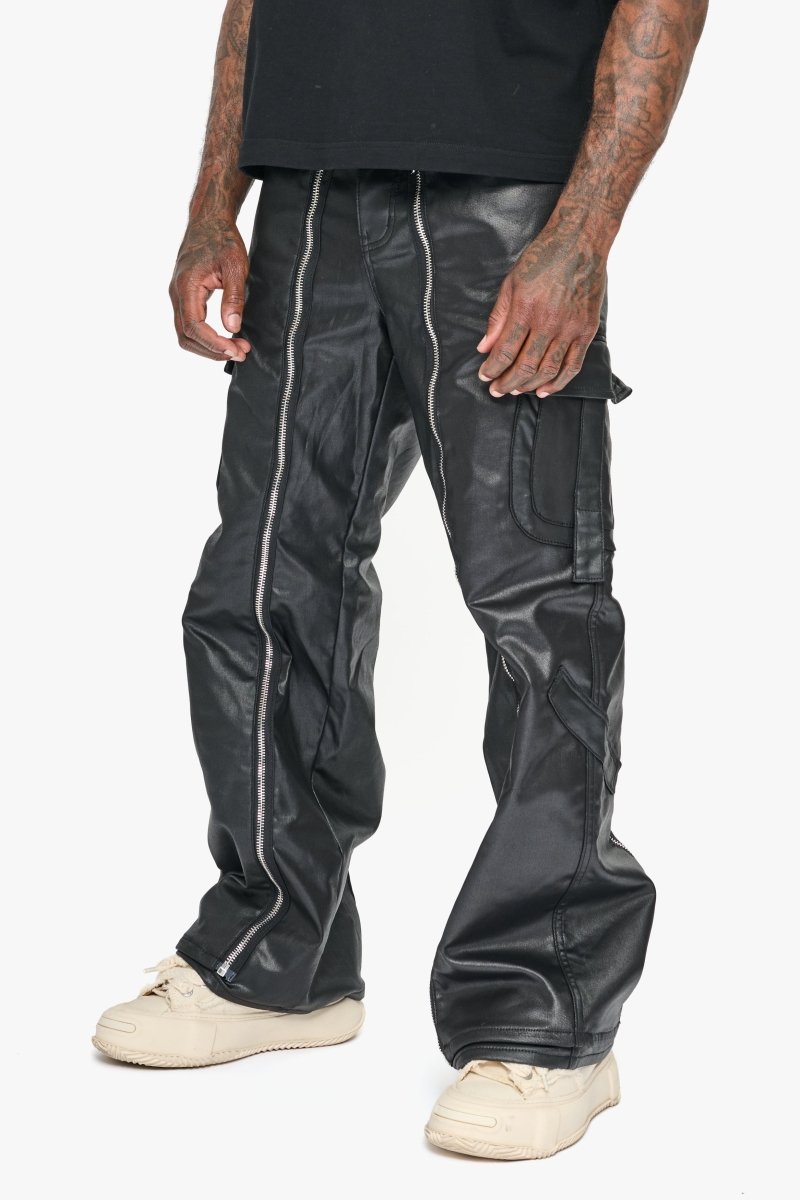 パンツ VALABASAS Larriot Baggy denim swag drip Valabasas Zipper Jeans - Cargo Style Black Waxed