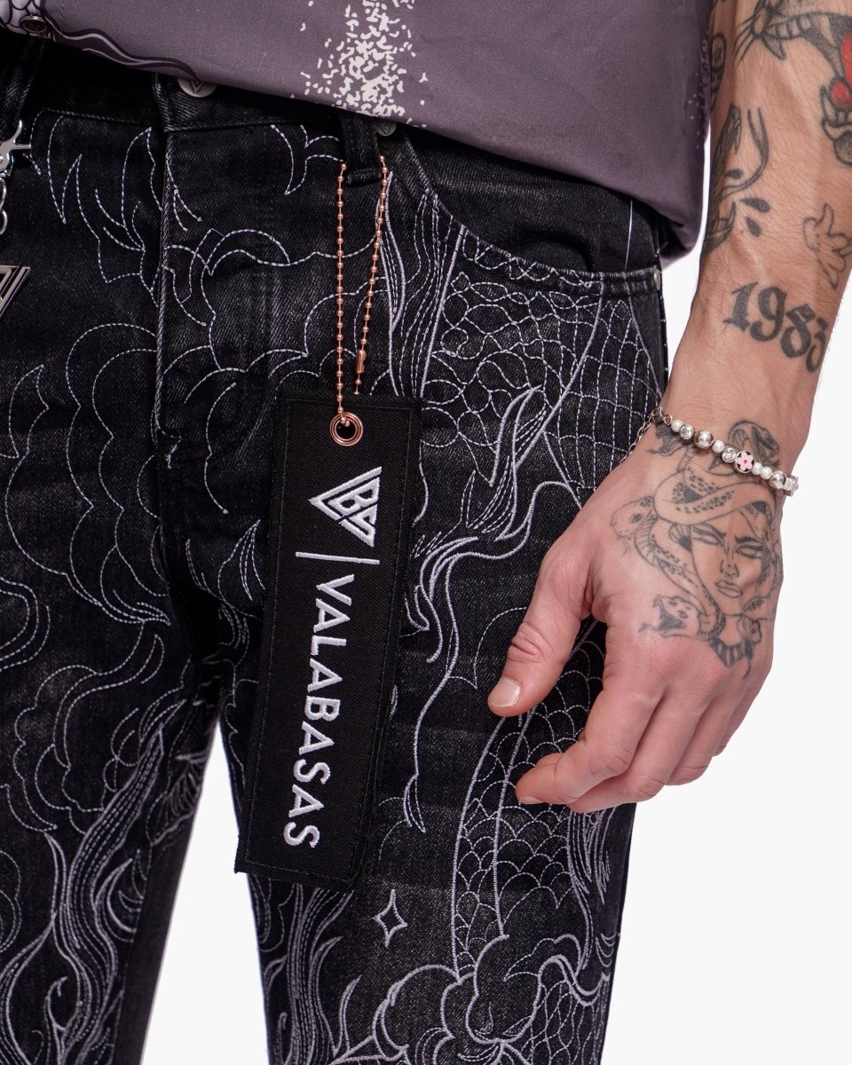 Stone Serpent Stacked Denim Vintage Black - Valabasas