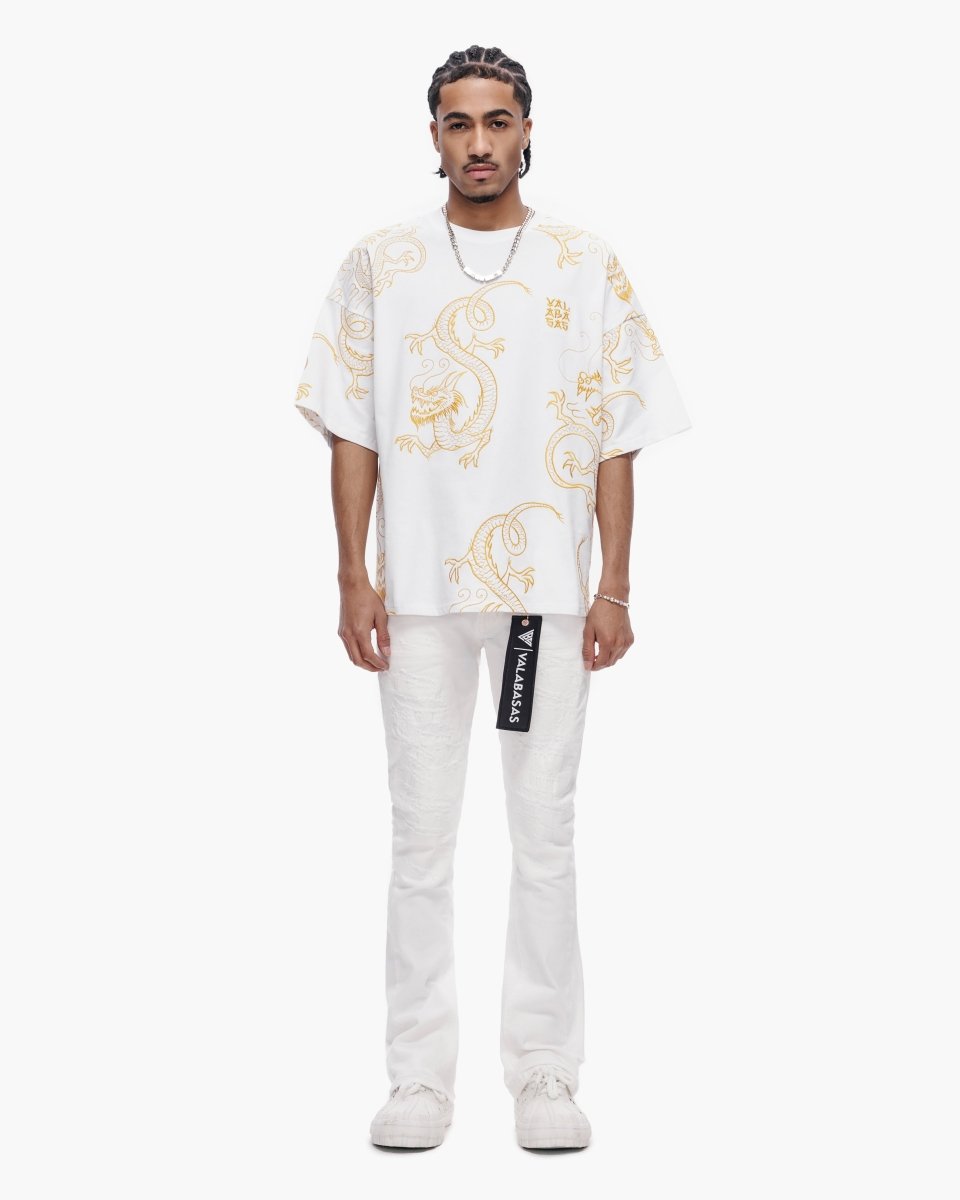 Thatch White Stacked Jeans - Valabasas
