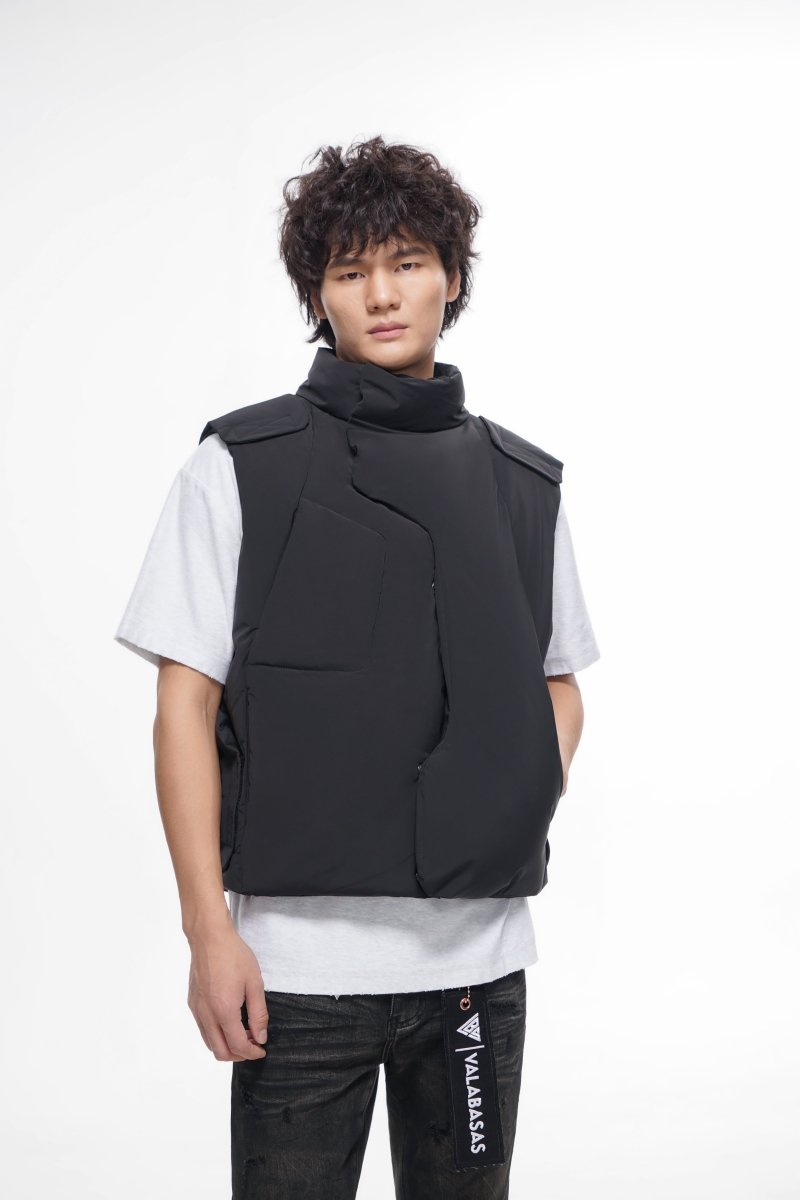 Tucked Black Puffer Vest - Valabasas