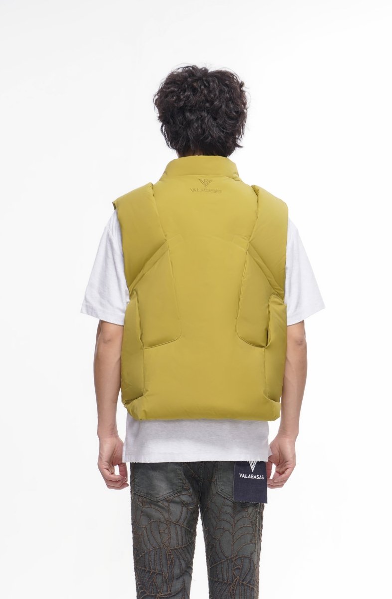 Tucked Mustard Green Puffer Vest - Valabasas