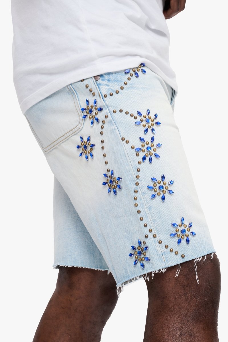 Turning Denim Shorts Light Wash - Valabasas