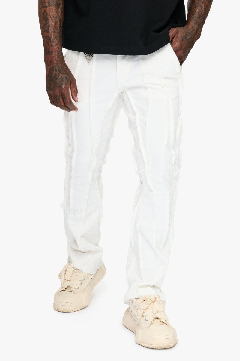 Twisted Denim Jean Stacked White - Valabasas