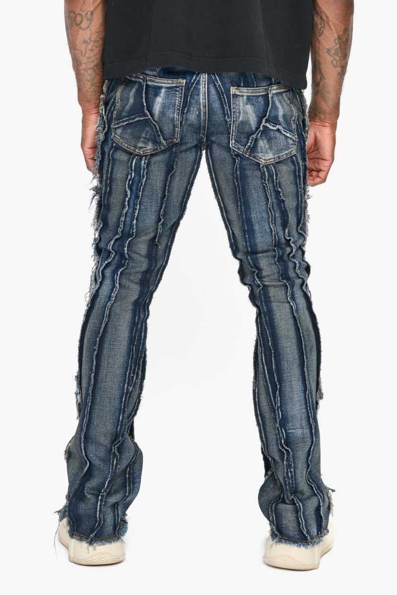 Twisted Stacked Denim Blue Black Wash Denim - Valabasas