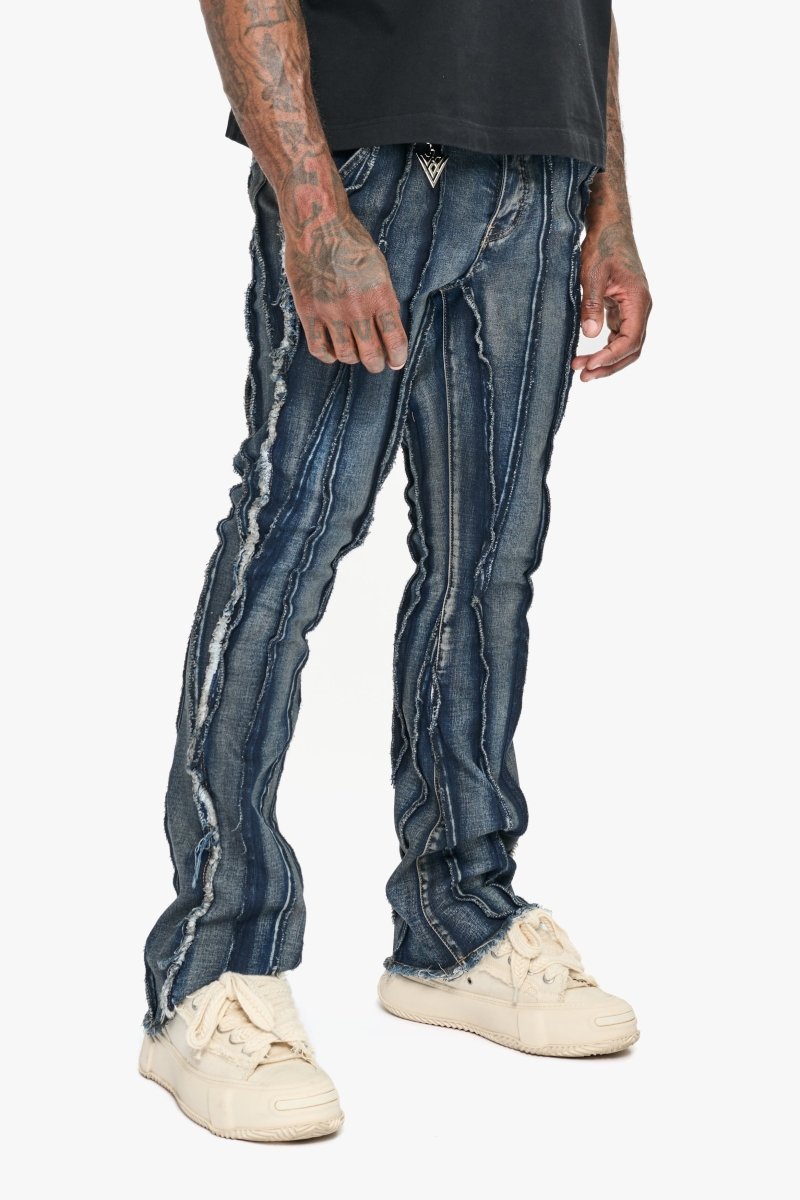 Twisted Stacked Denim Blue Black Wash Denim - Valabasas