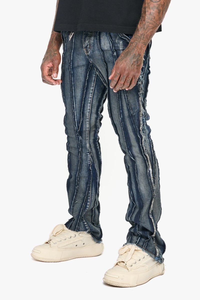 Twisted Stacked Denim Blue Black Wash Denim - Valabasas
