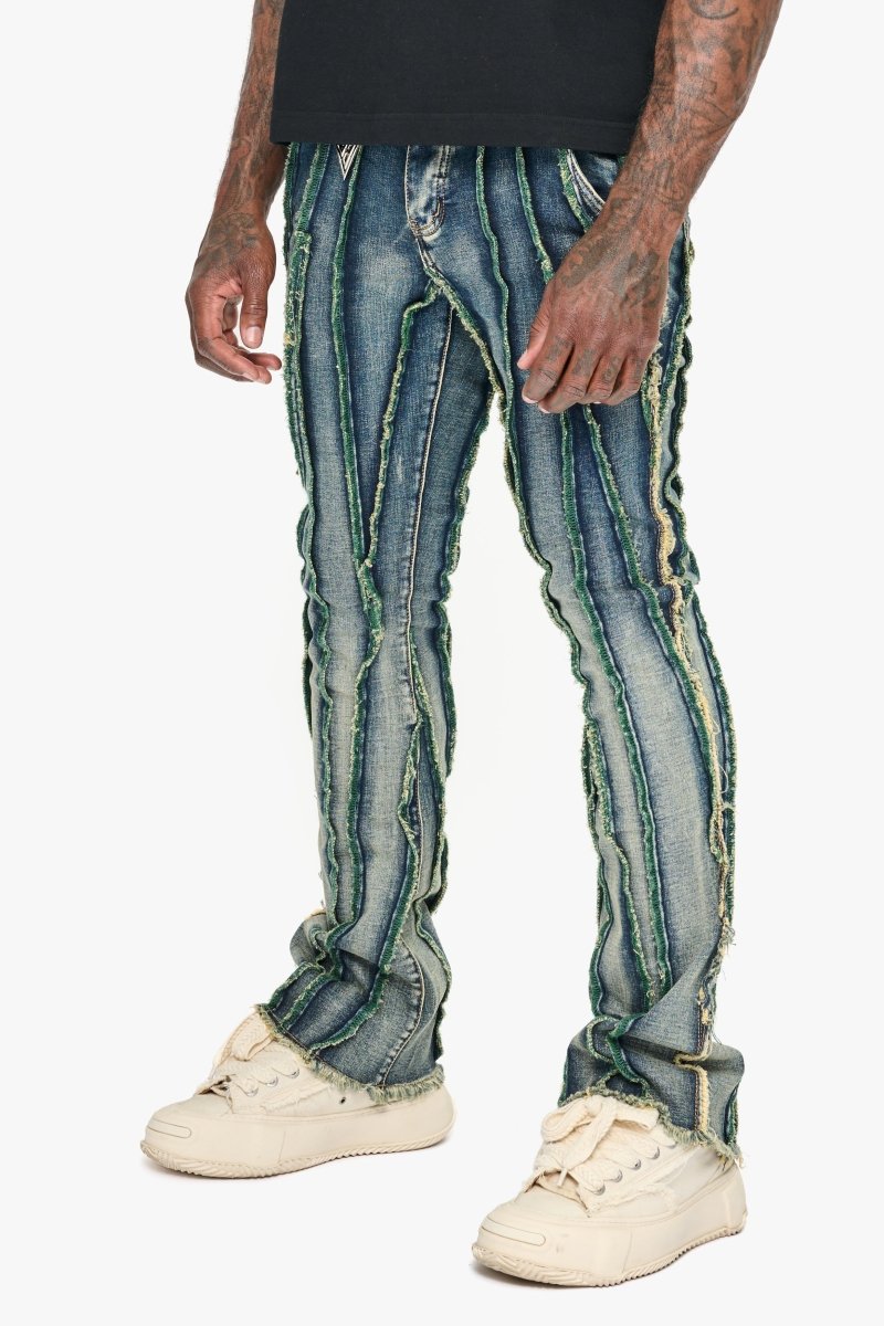 Twisted Stacked Denim Blue Green wash - Valabasas