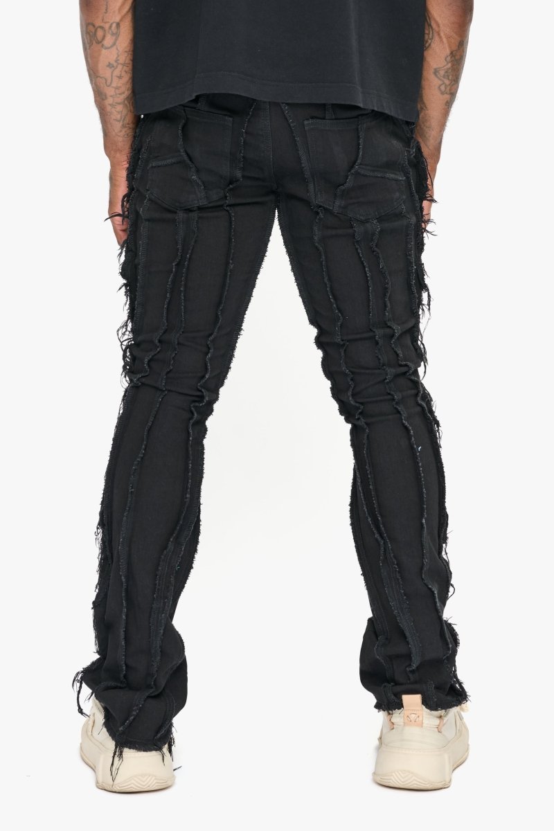 Twisted Stacked Denim Jeans Black - Valabasas