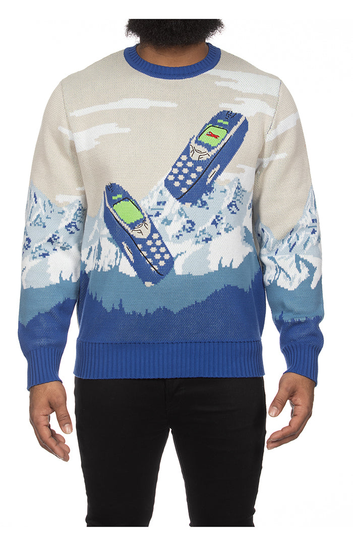 441-7500 CELL SERVICE SWEATER A/WHITE