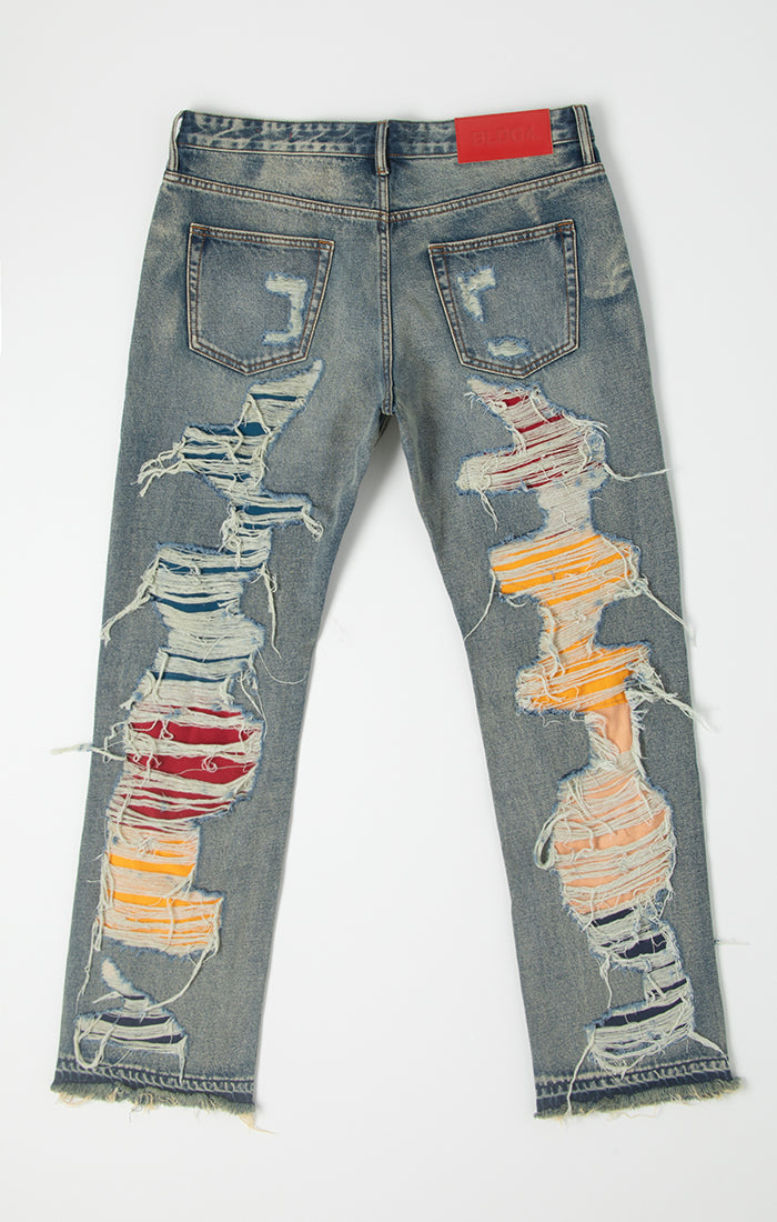 Bldg4 Shredder Distressed Patched Jeans