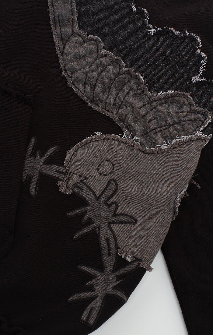 Bldg4 Embroidered Bird Black Hoodie
