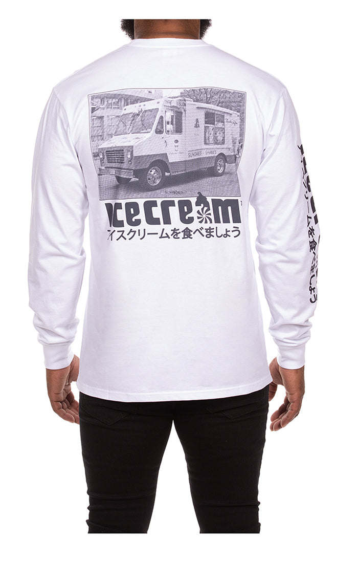 Ice Cream Truck Ls Knit Men's Shirt - White