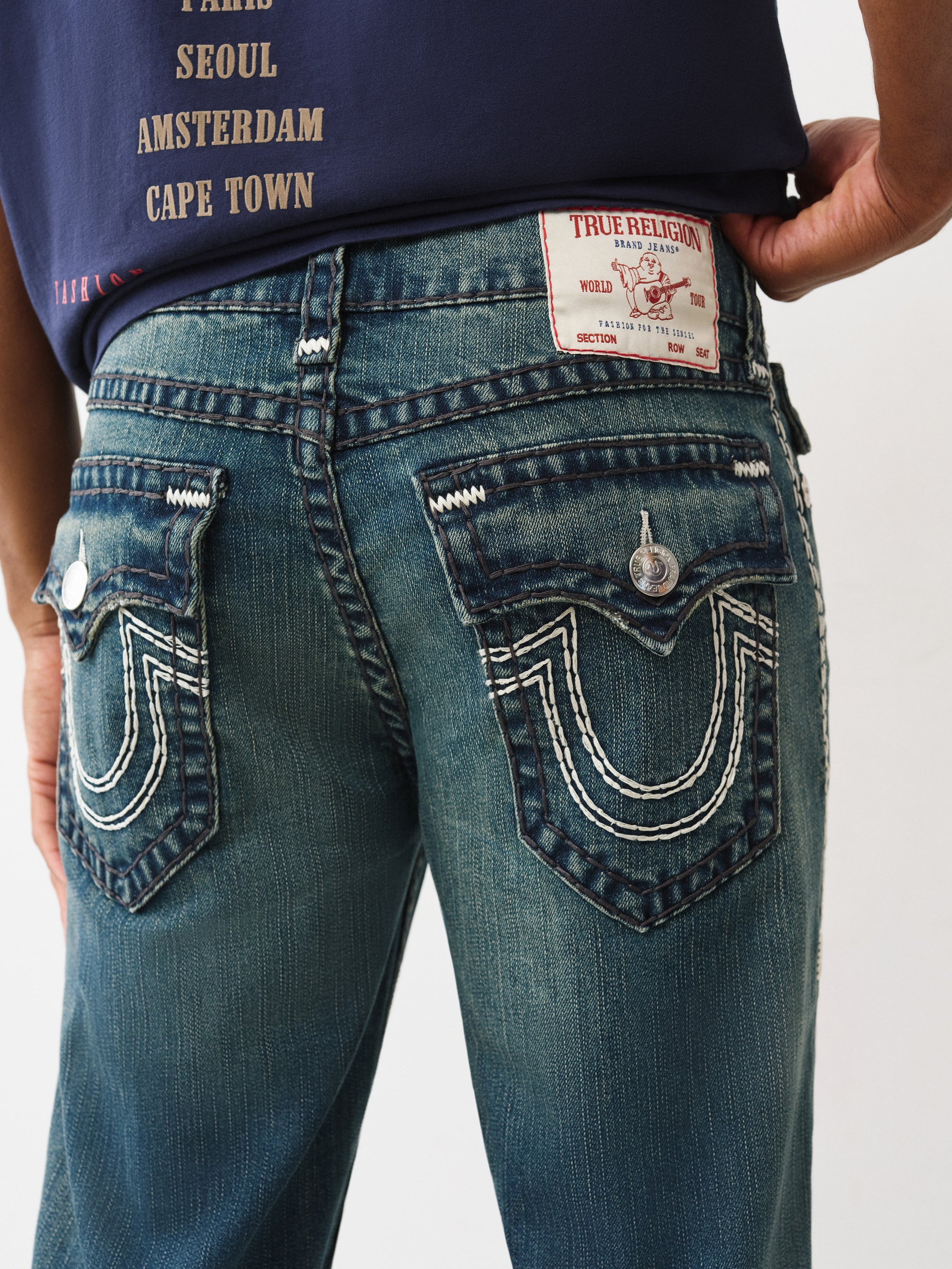 True Religion Ricky Super T Flap Men's Jeans - Faded Dark Wash