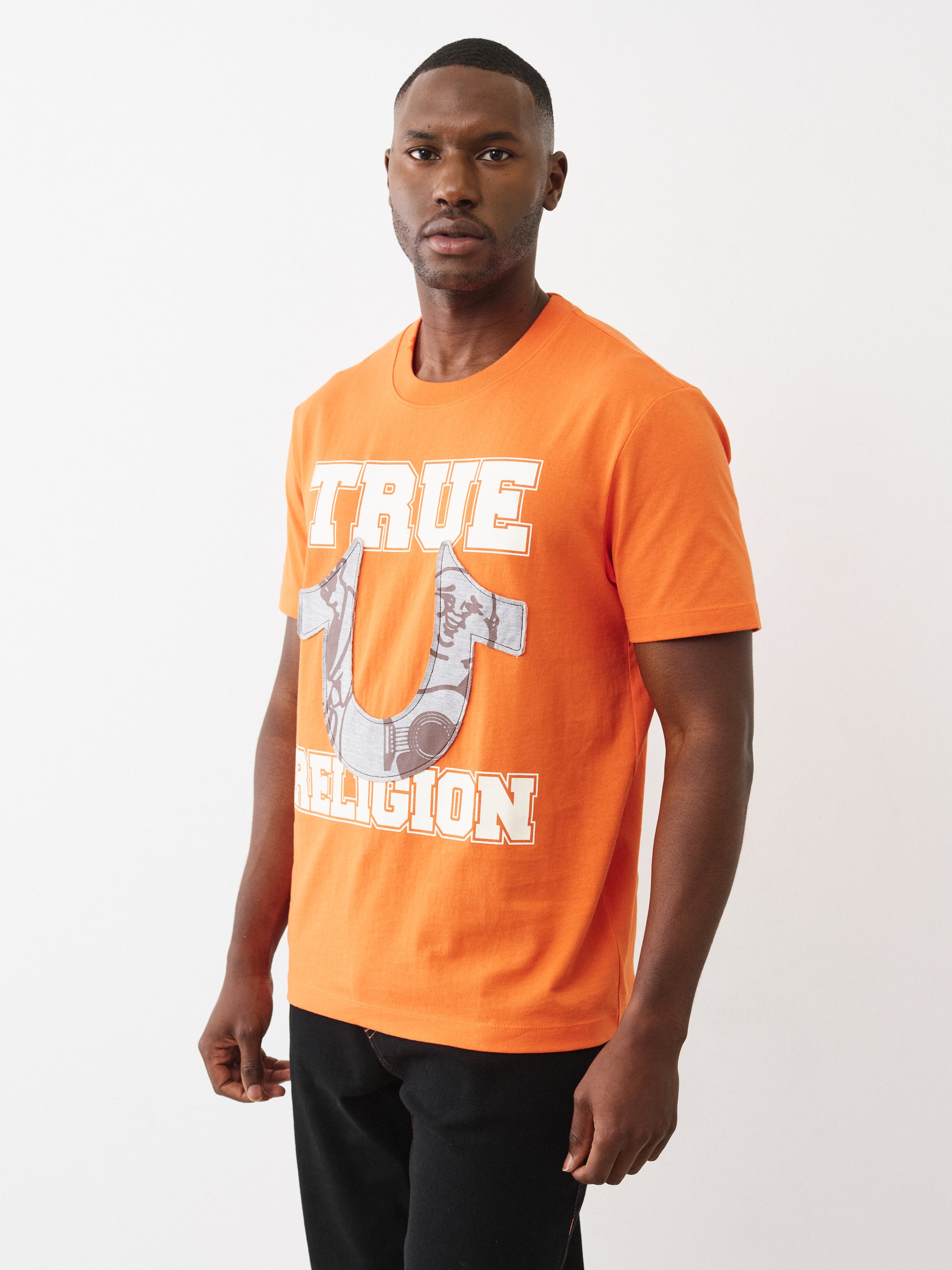 True Religion Terry Applique Tee Men's T-Shirt - Orange