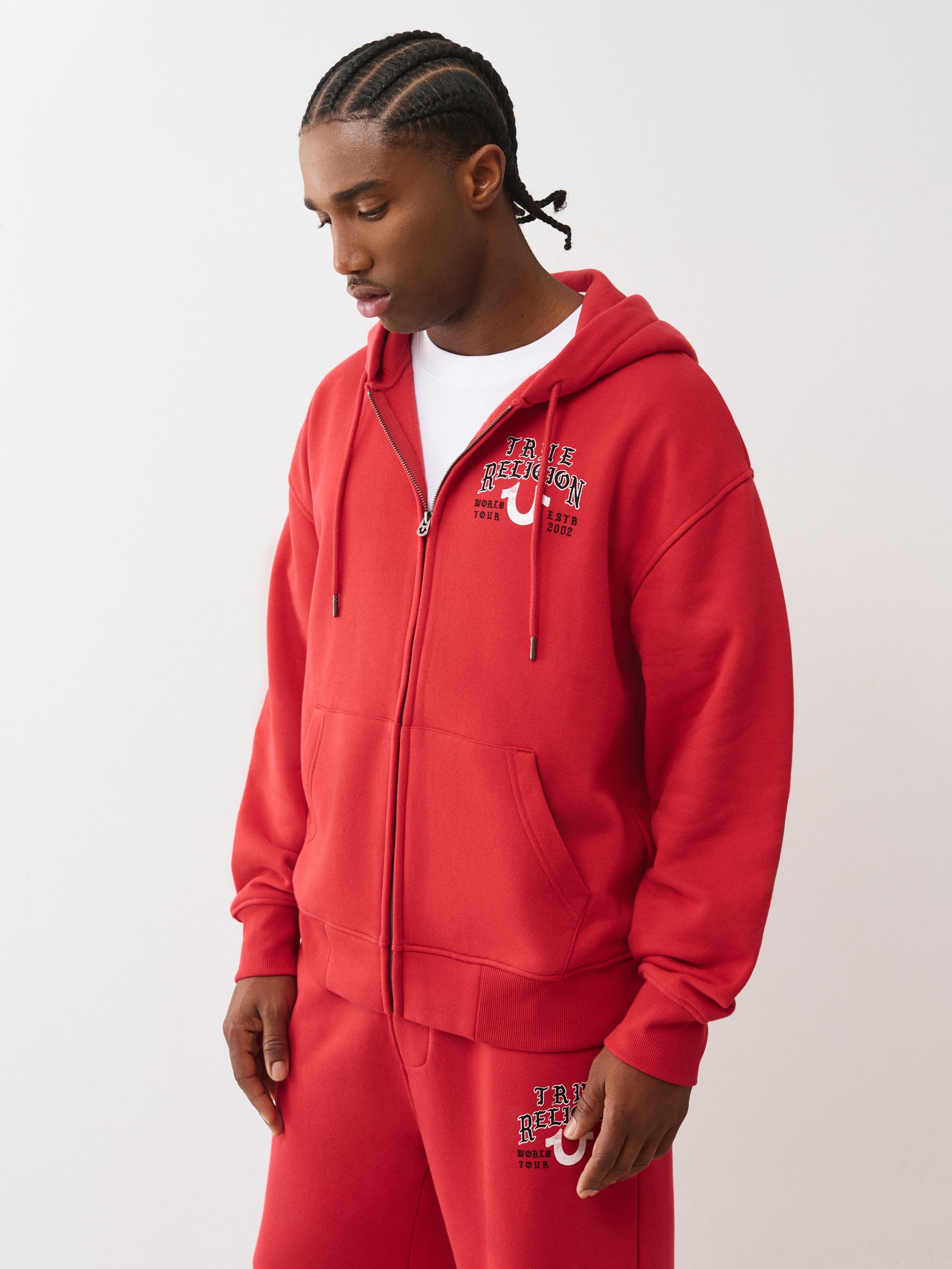 True Religion Zip Up Men's Hoodie - Red
