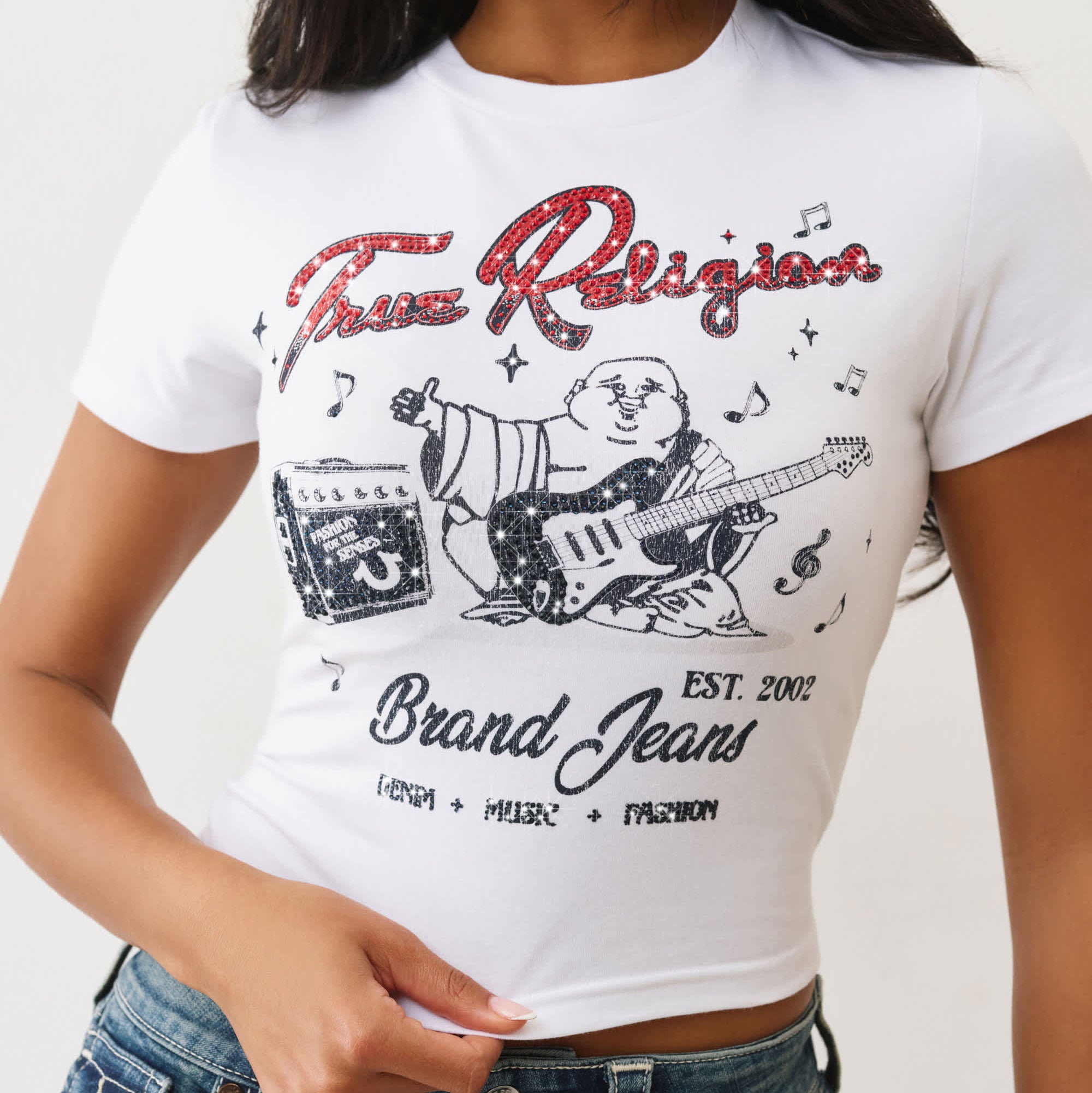 True Religion Crystal Buddha Ss Baby Tee - Women