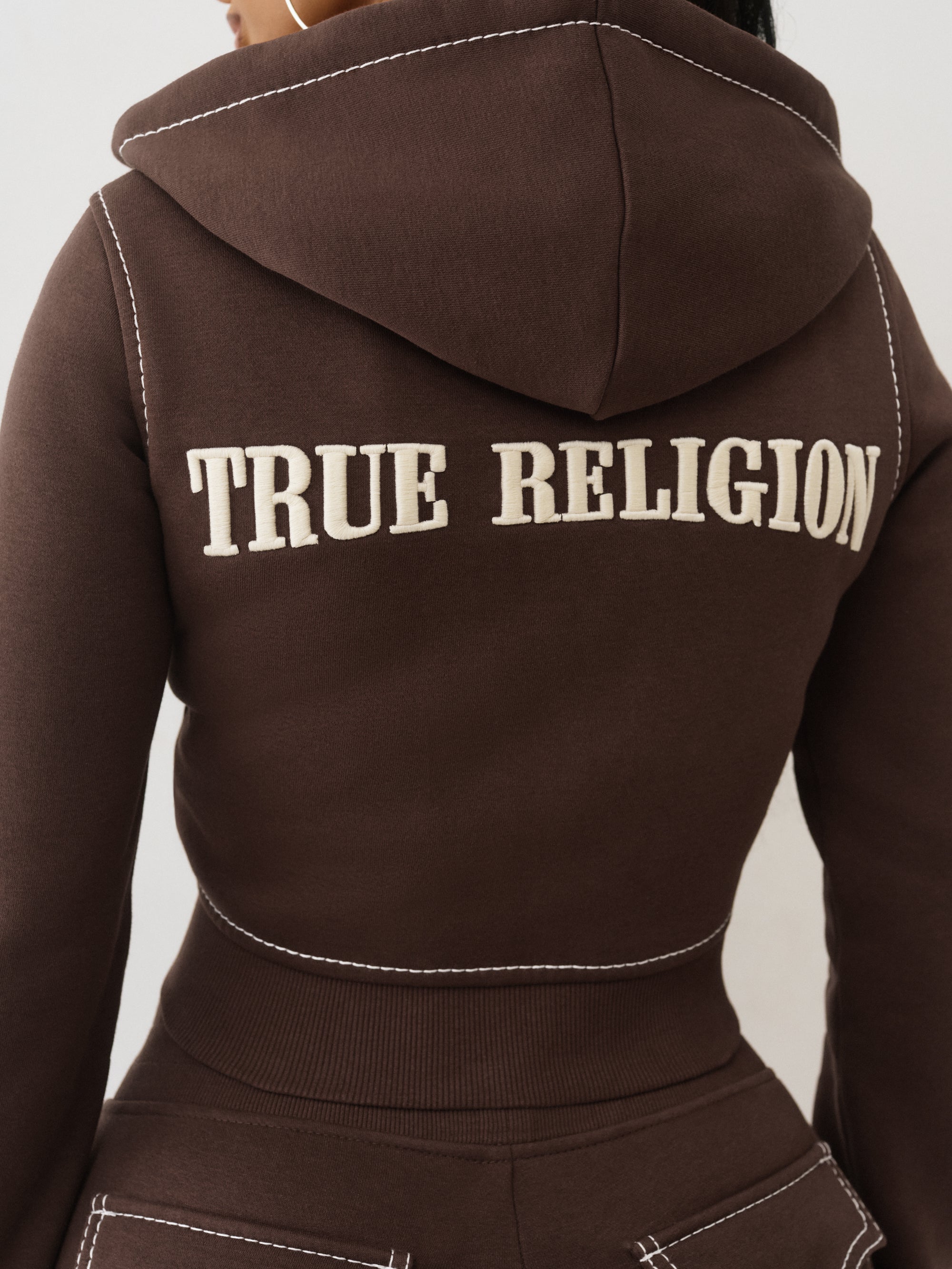True Religion Big T Shrunken Zip Hoodie - Women
