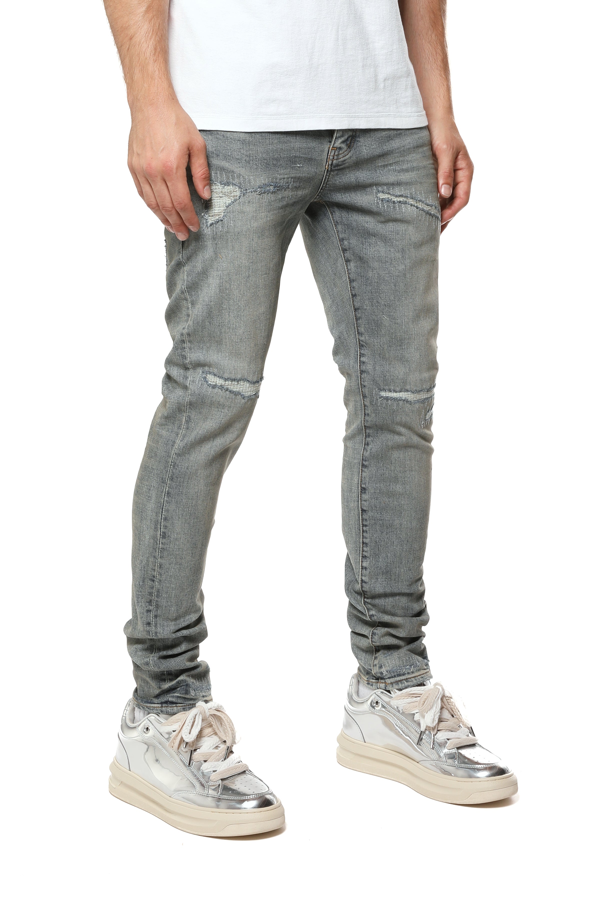 PURPLE BRAND “Light Blue Vintage Repair” Jeans
