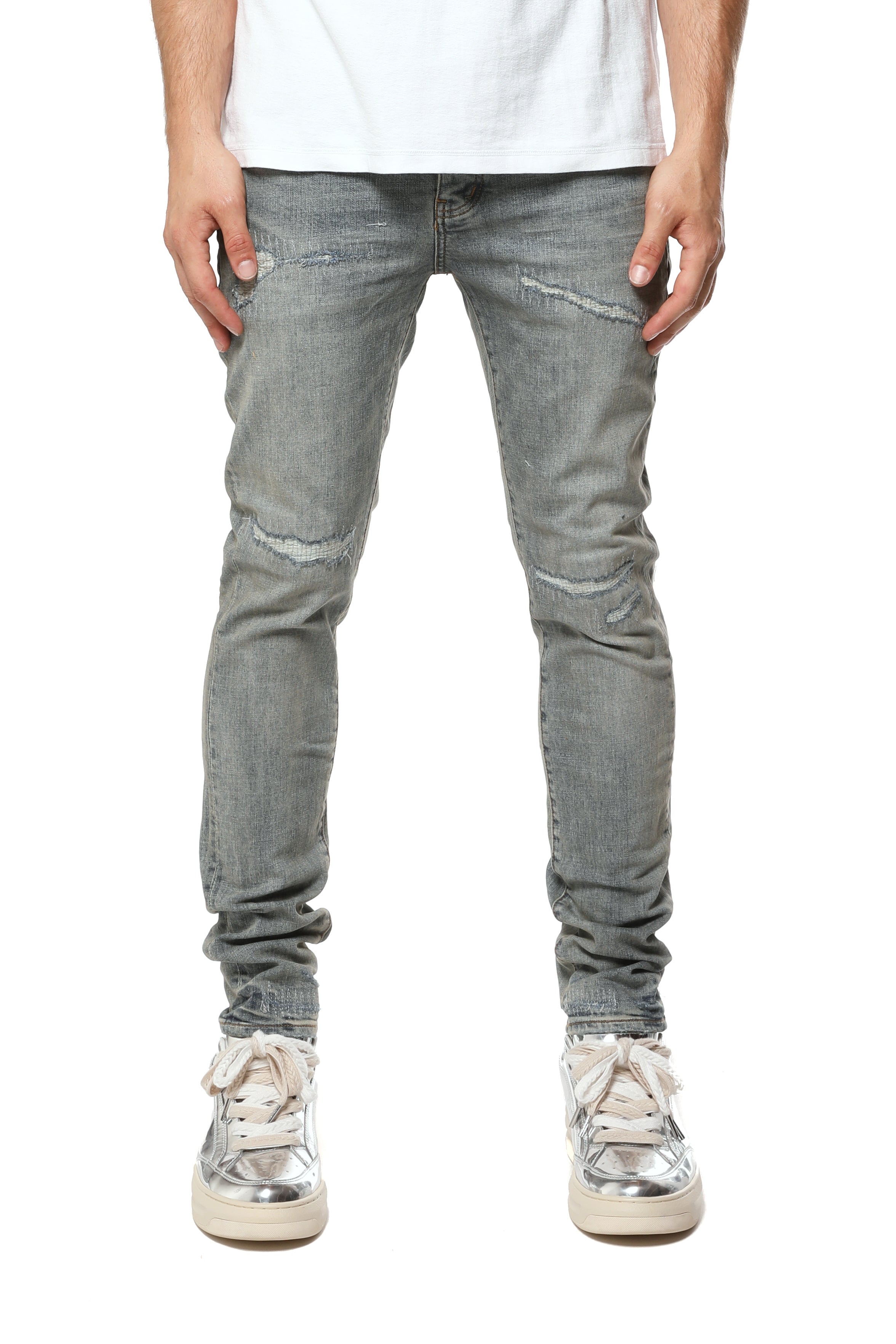 PURPLE BRAND “Light Blue Vintage Repair” Jeans