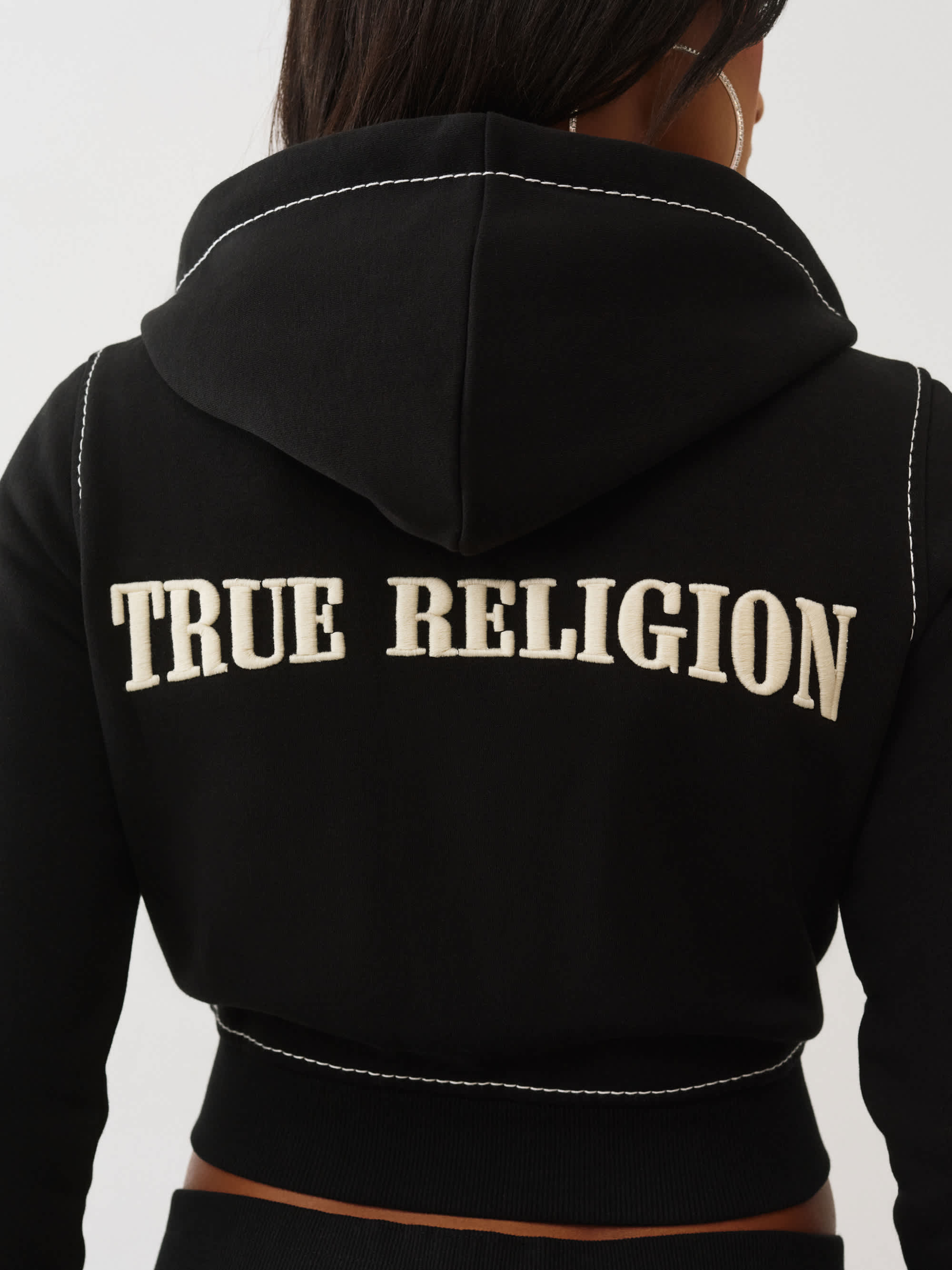 True Religion Big T Shrunken Zip Hoodie - Women