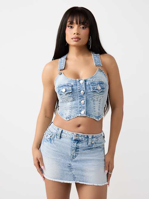 True Religion Button Overalls Women- Cropped