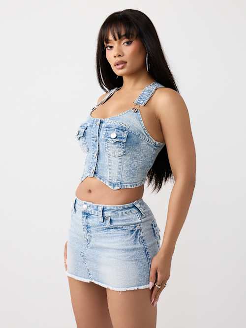True Religion Button Overalls Women- Cropped