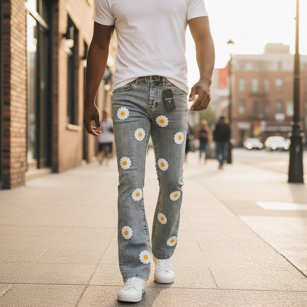 Red Poppy Relaxed Flare Jeans - Light Wash