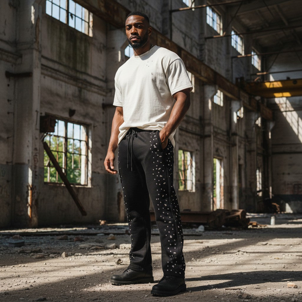 Red Poppy Men's Sweatpants - Black