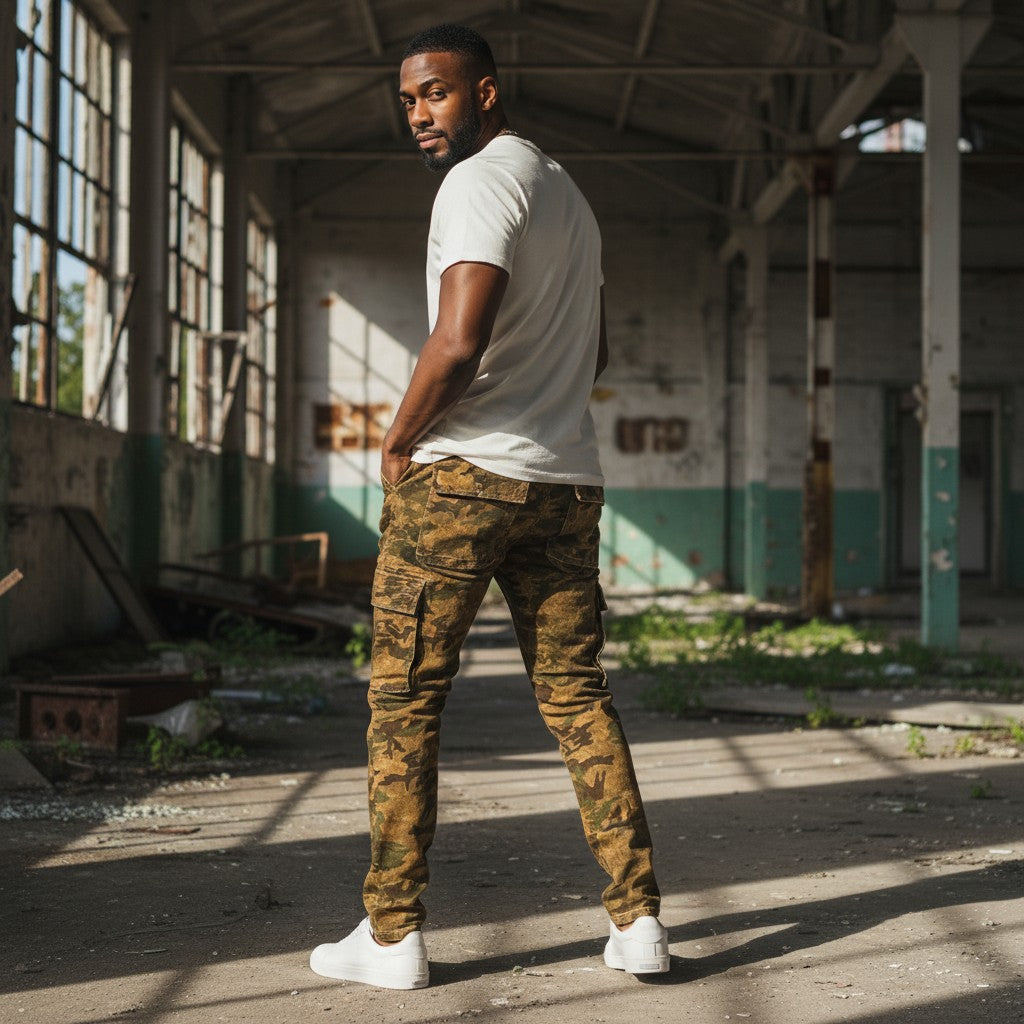 Red Poppy Skinny Denim Cargo Pants - Camouflage