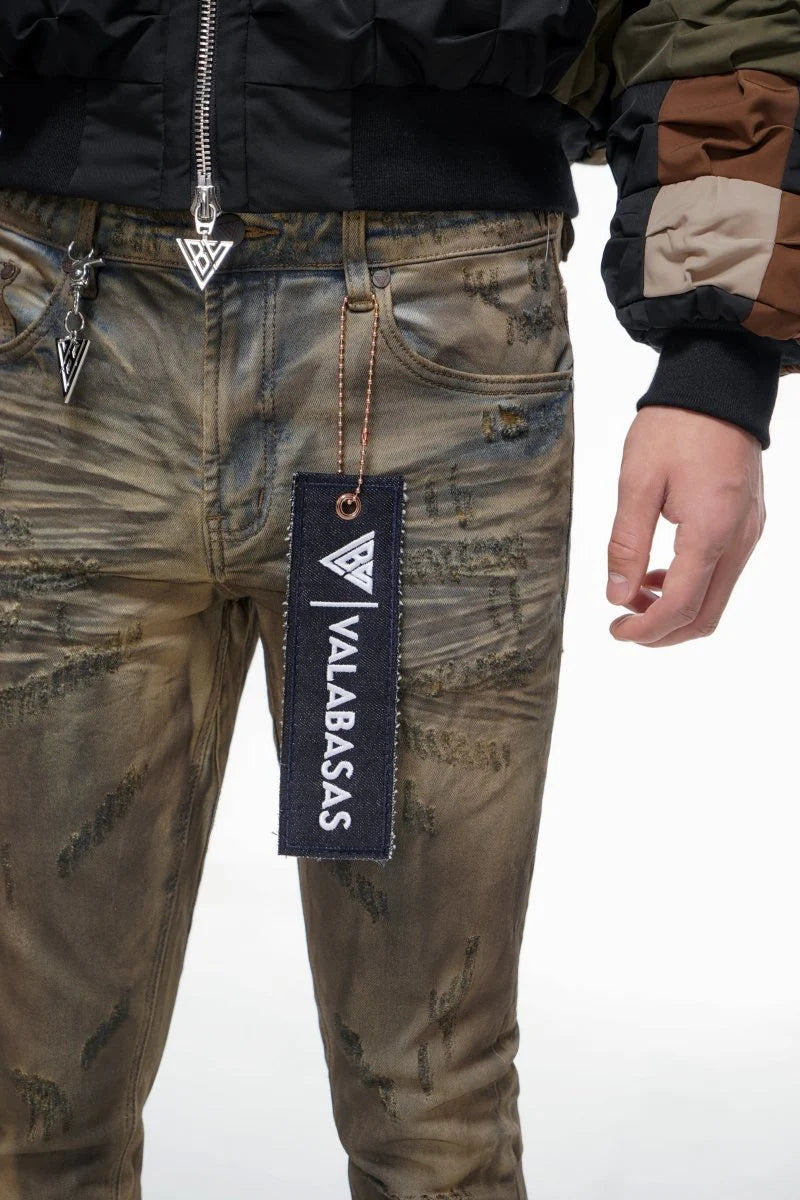 Valabasas Distressed Jeans - Brown